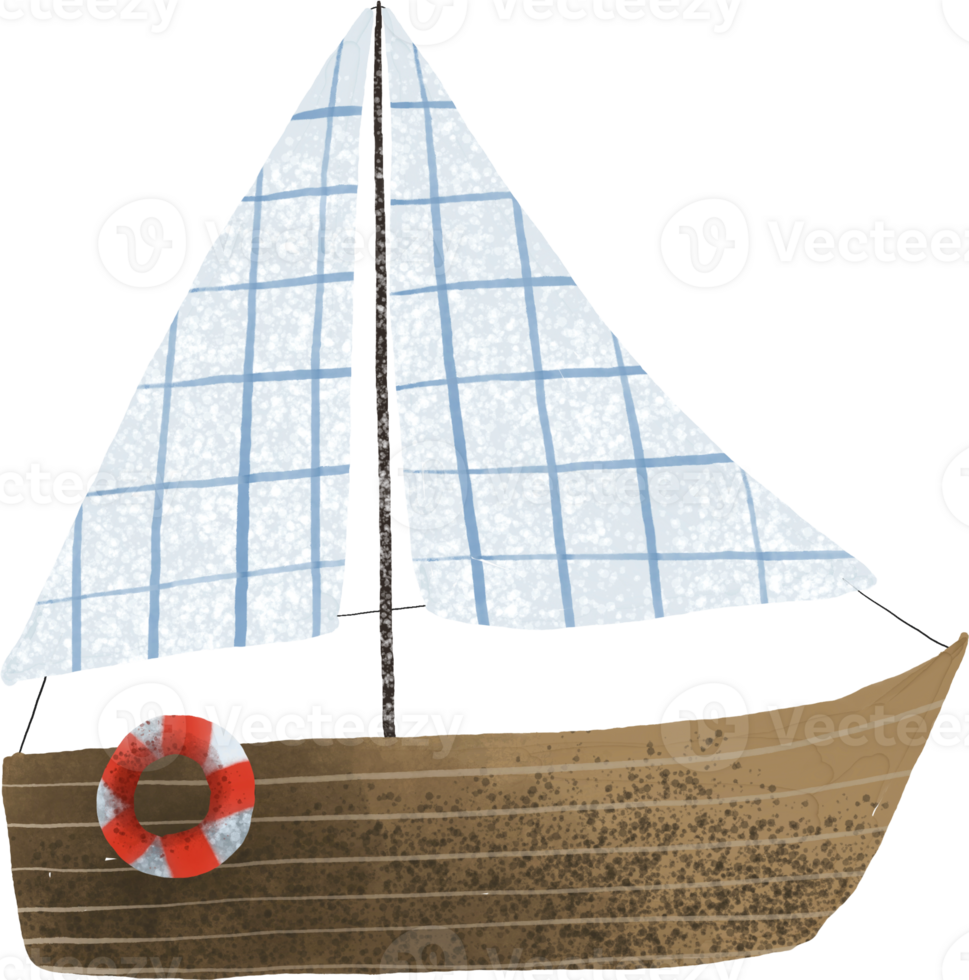 sea transport  illustration. Cute childish clipart with ship. Nautical png