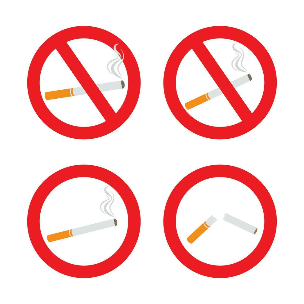 No smoking sign. Broken cigarette. Smoking area. vector
