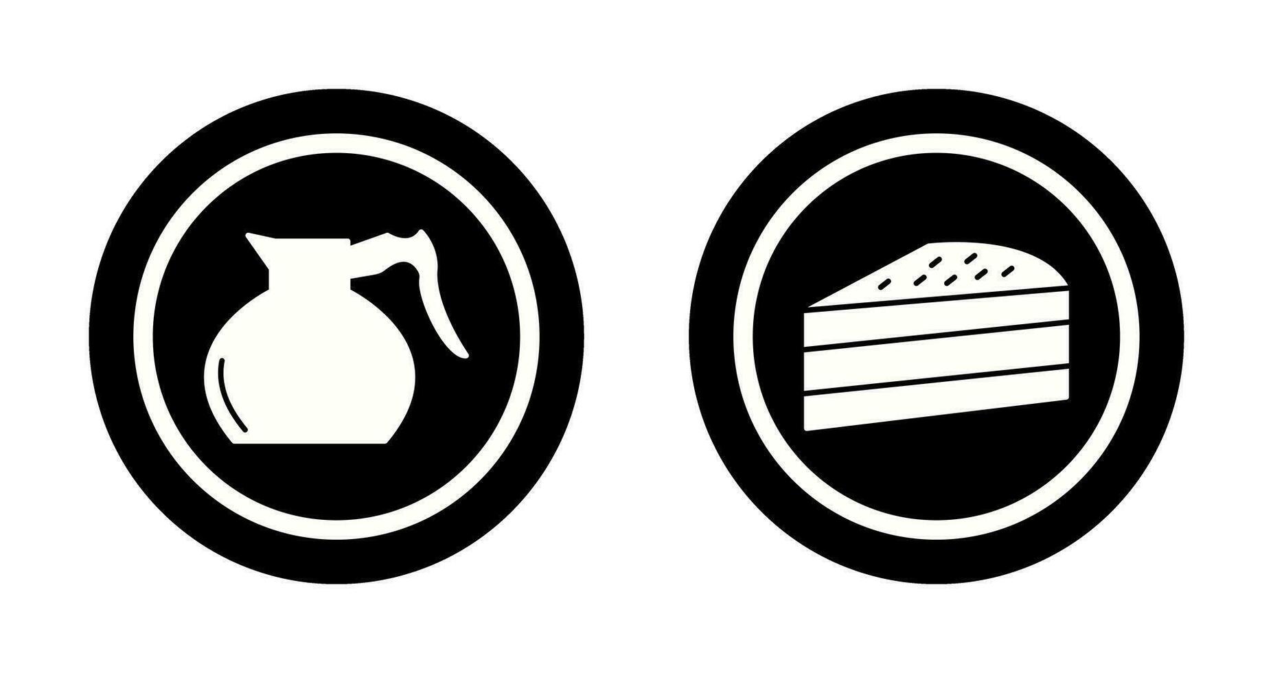 cake slice and coffee pot  Icon vector