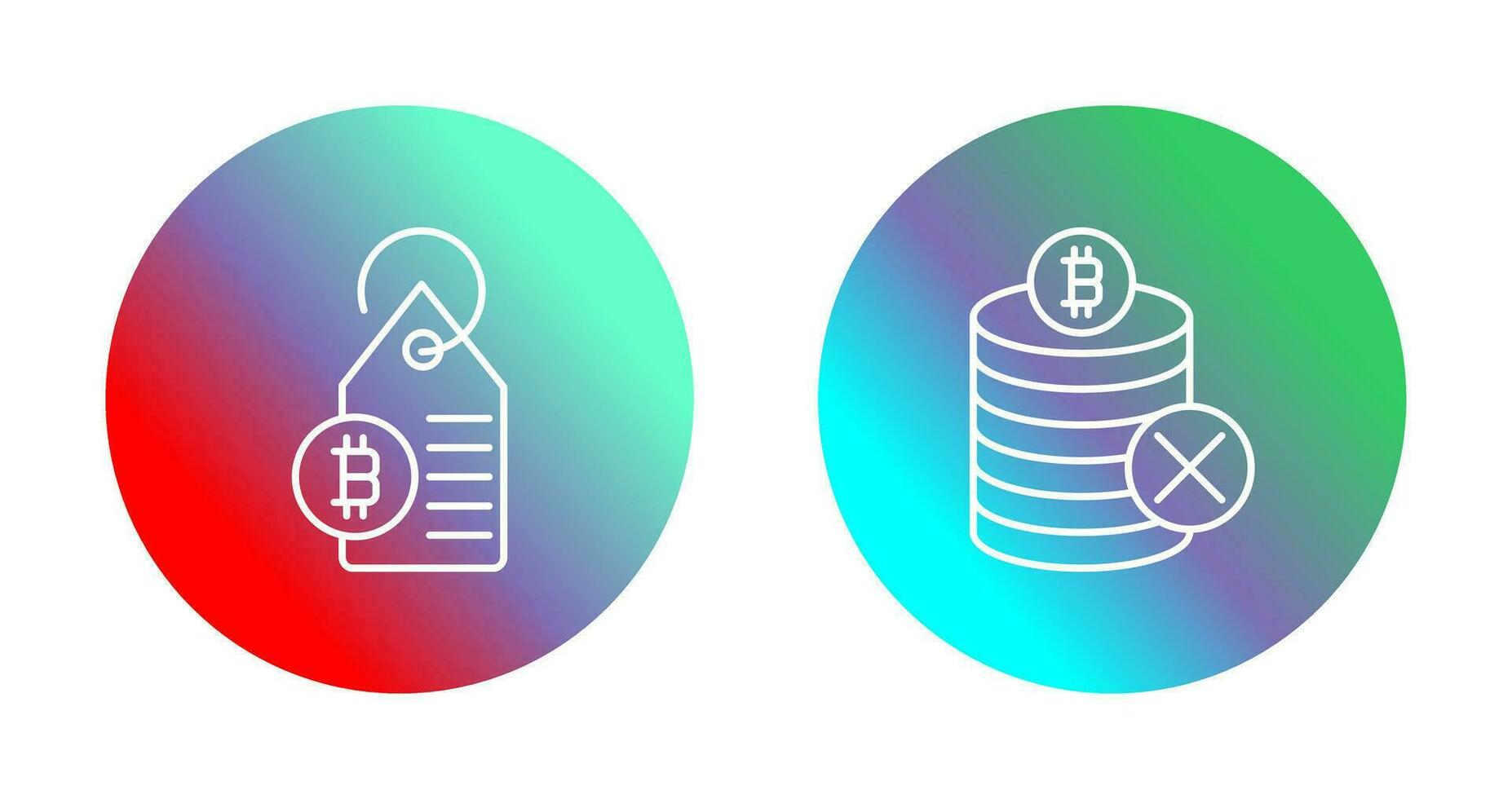 Not Accepted and Bitcoin Label Tag Icon vector