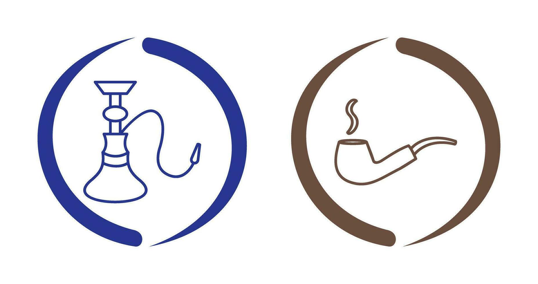 hookah and lit smoking pipe  Icon vector