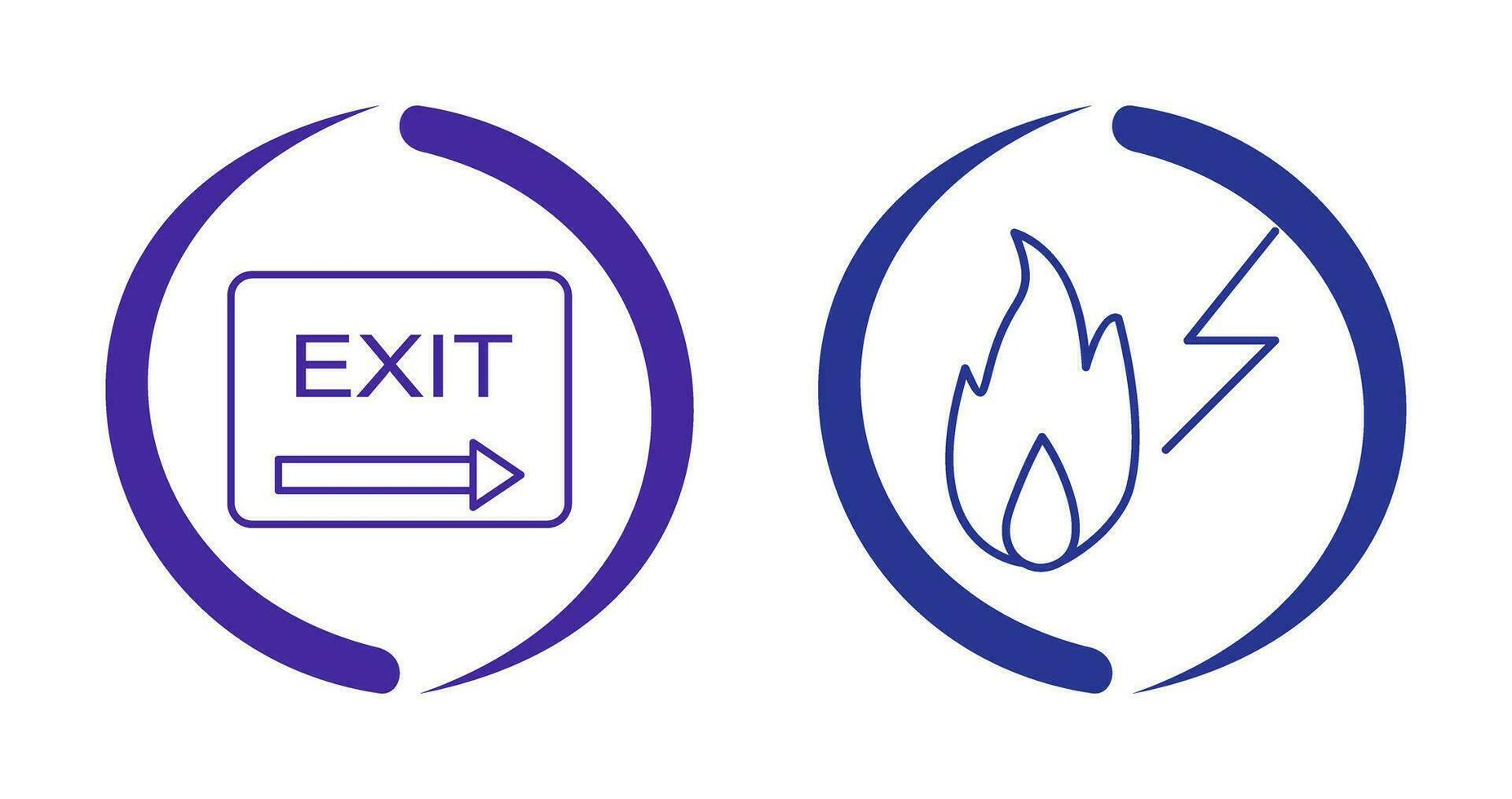 exit and electricity fire Icon vector