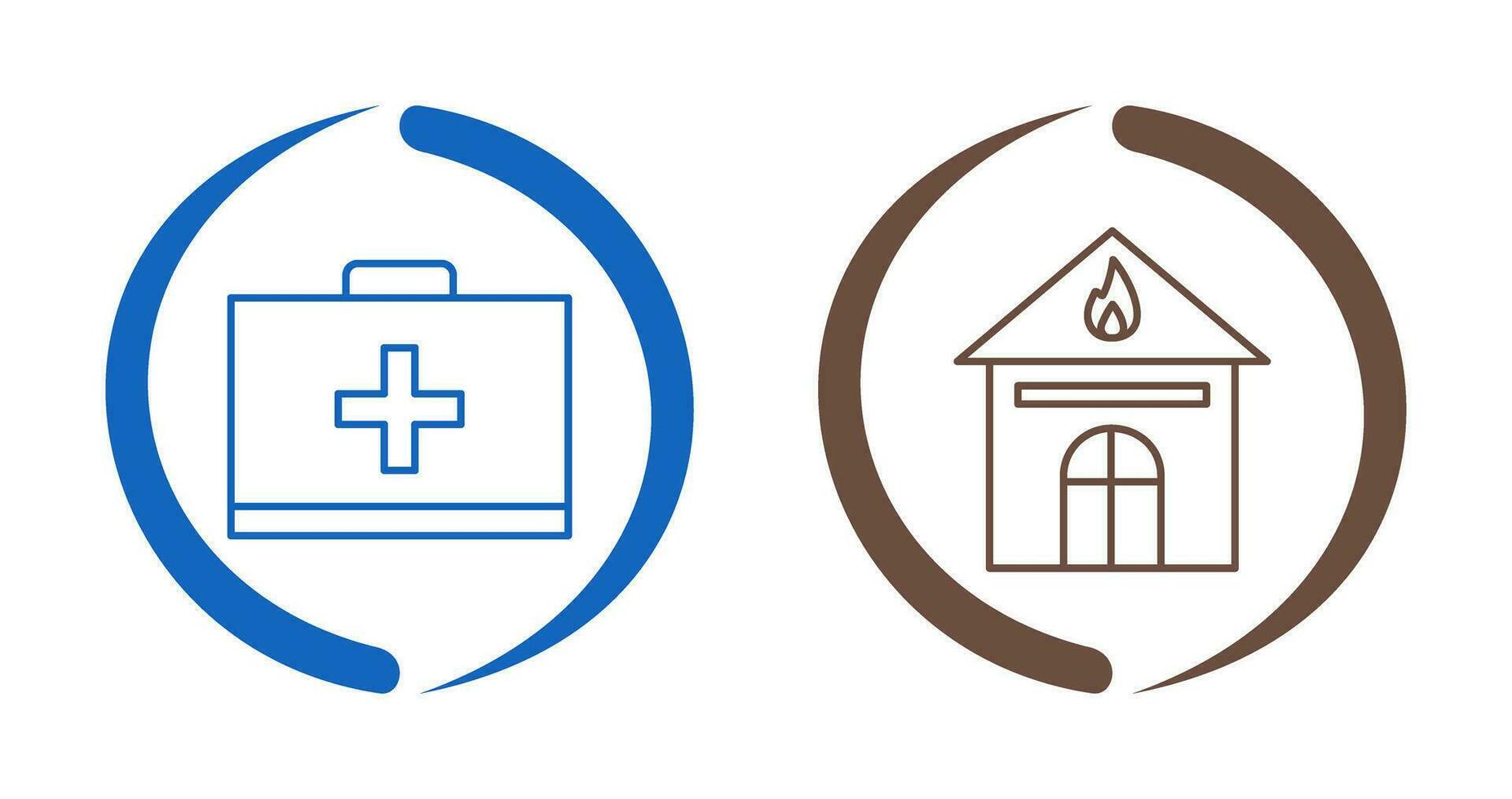 first aid and house on fire Icon vector