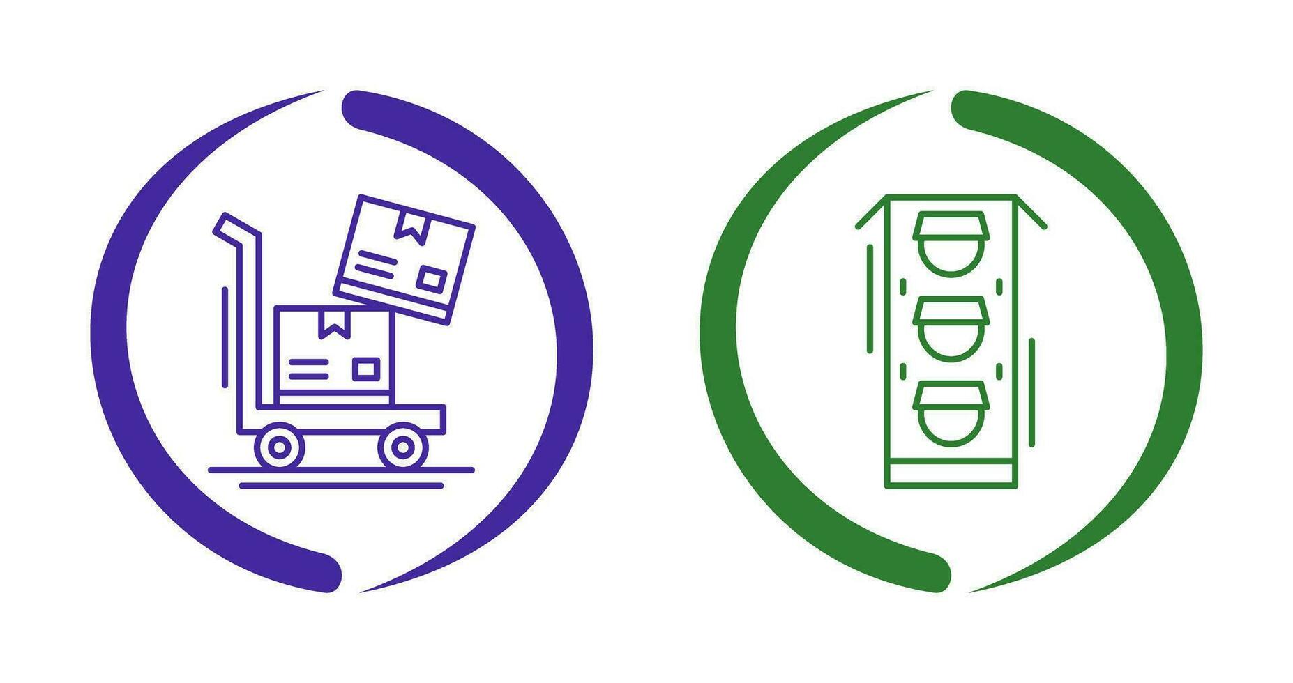 trolly and traffic light  Icon vector