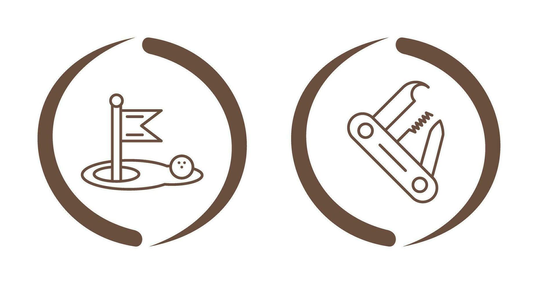 golf y suizo Ejército cuchillo icono vector
