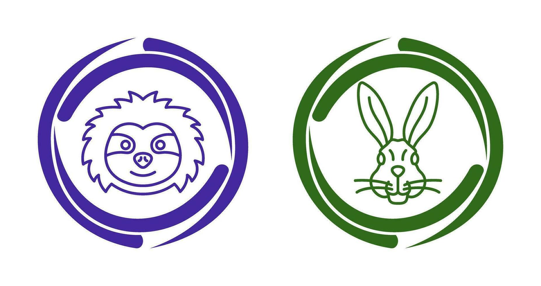 Sloth and Rabbit Icon vector