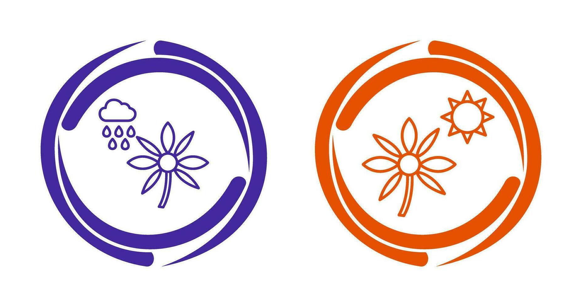 Flower with rain and Flower  Icon vector