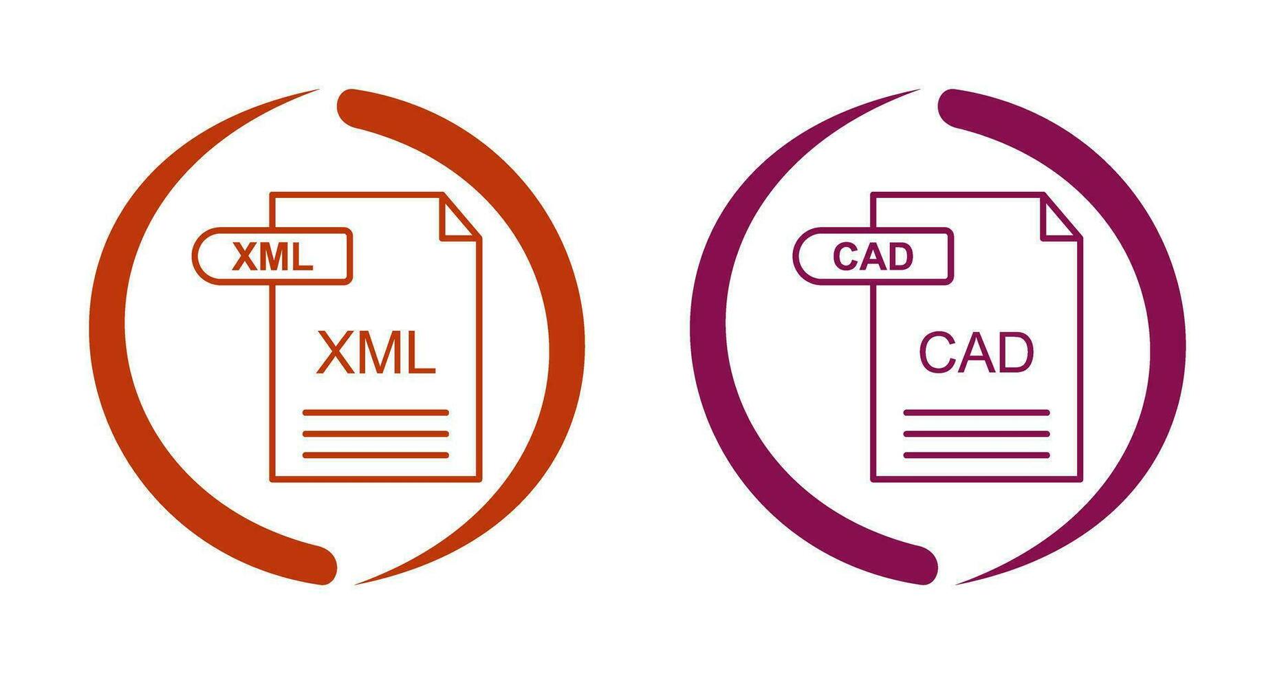 XML and CAD Icon vector