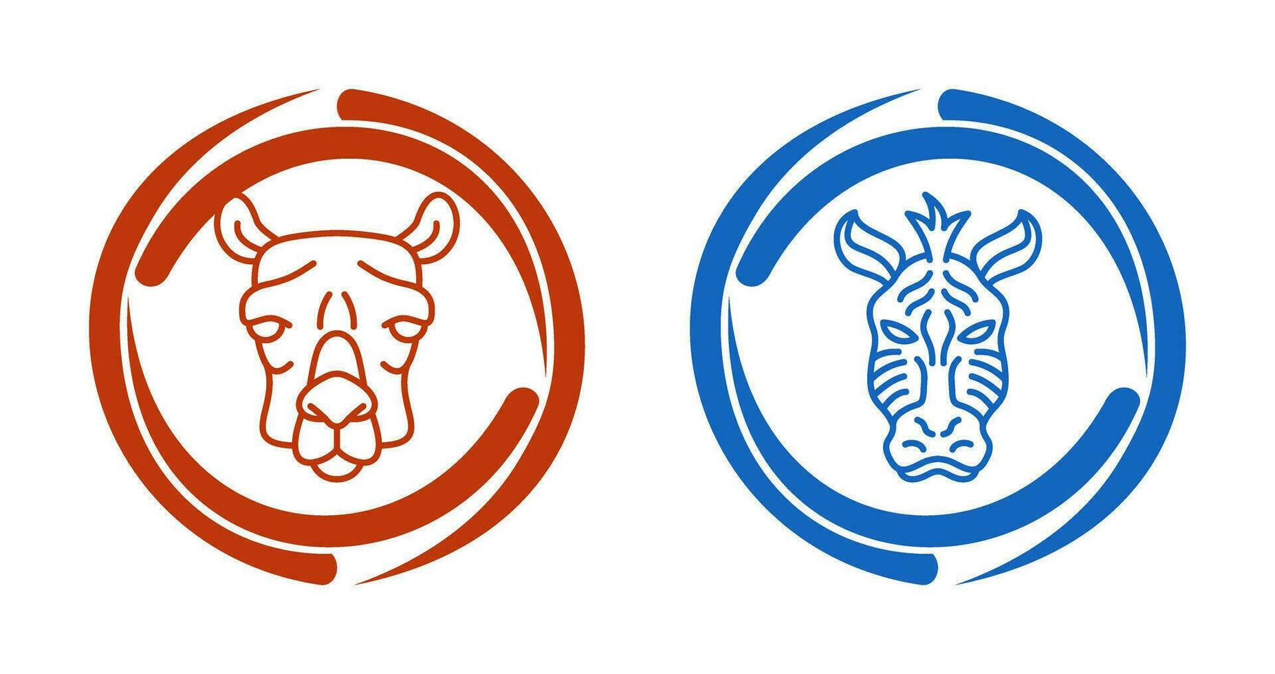 camello y cebra icono vector