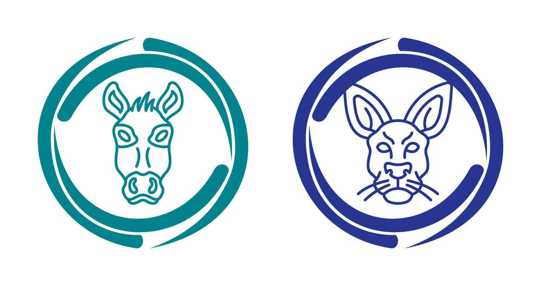 Donkey and Kangaroo Icon vector