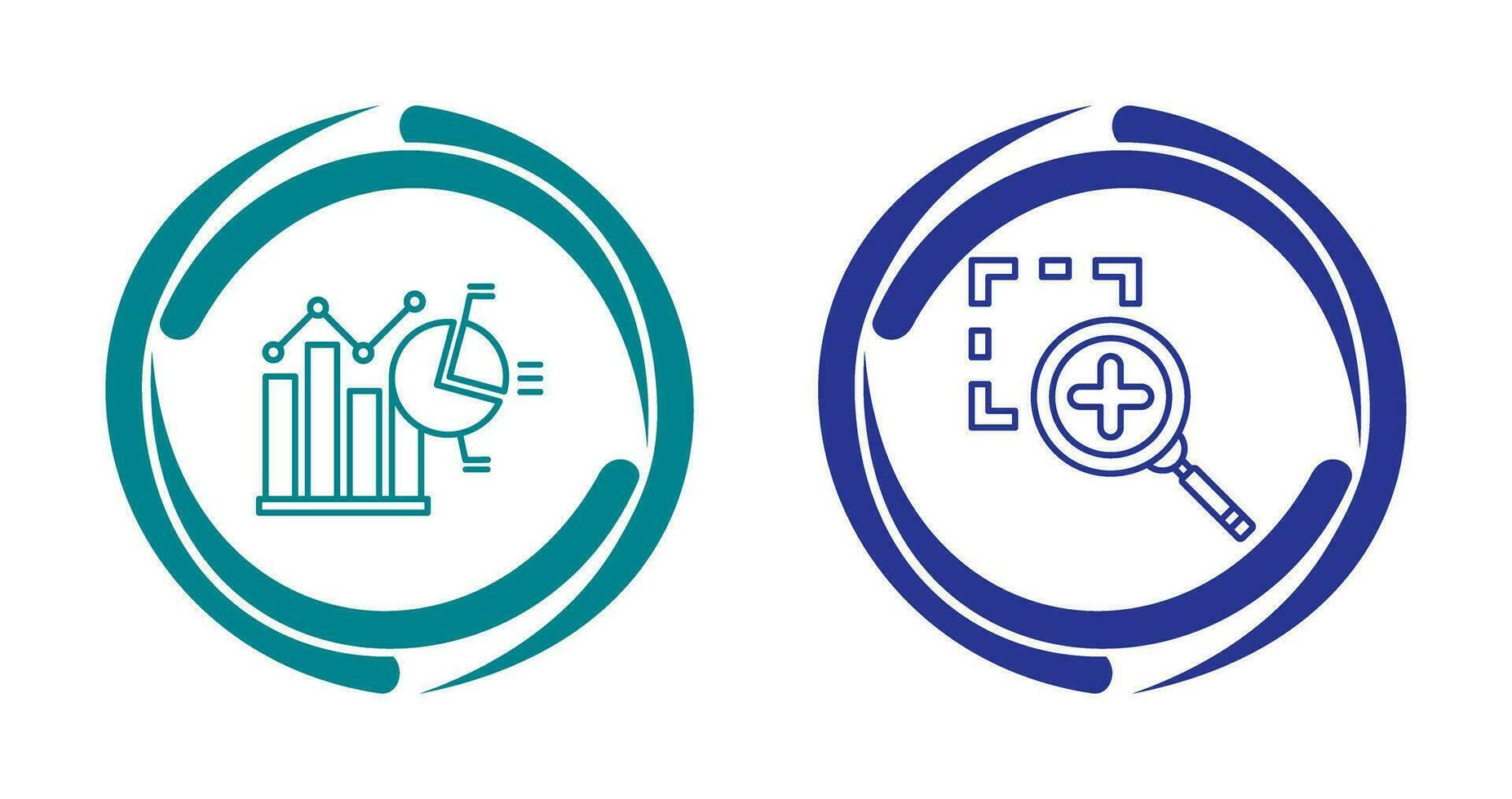 Bar Chat and Zoom In Icon vector