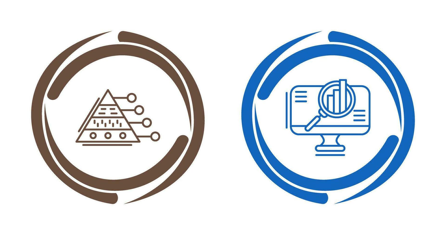 Pyramid Graph and Search Icon vector