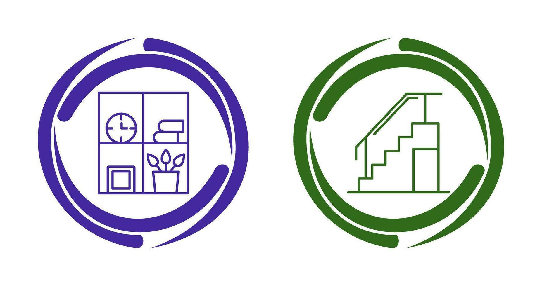 Bookshelf and Stairs Icon vector