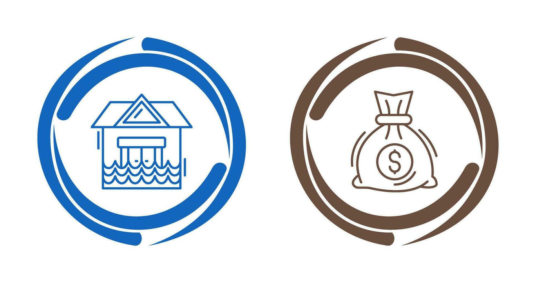 Natural Disaster and Money Bag Icon vector