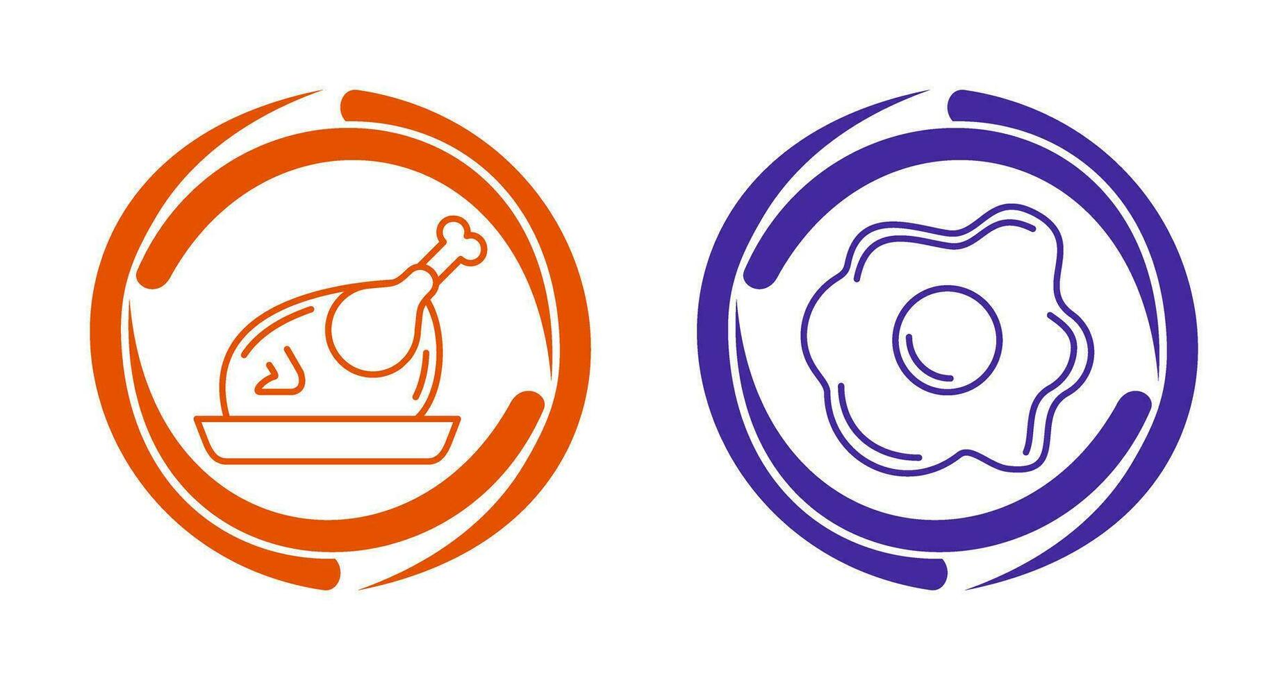 Chicken leg and Fried egg Icon vector