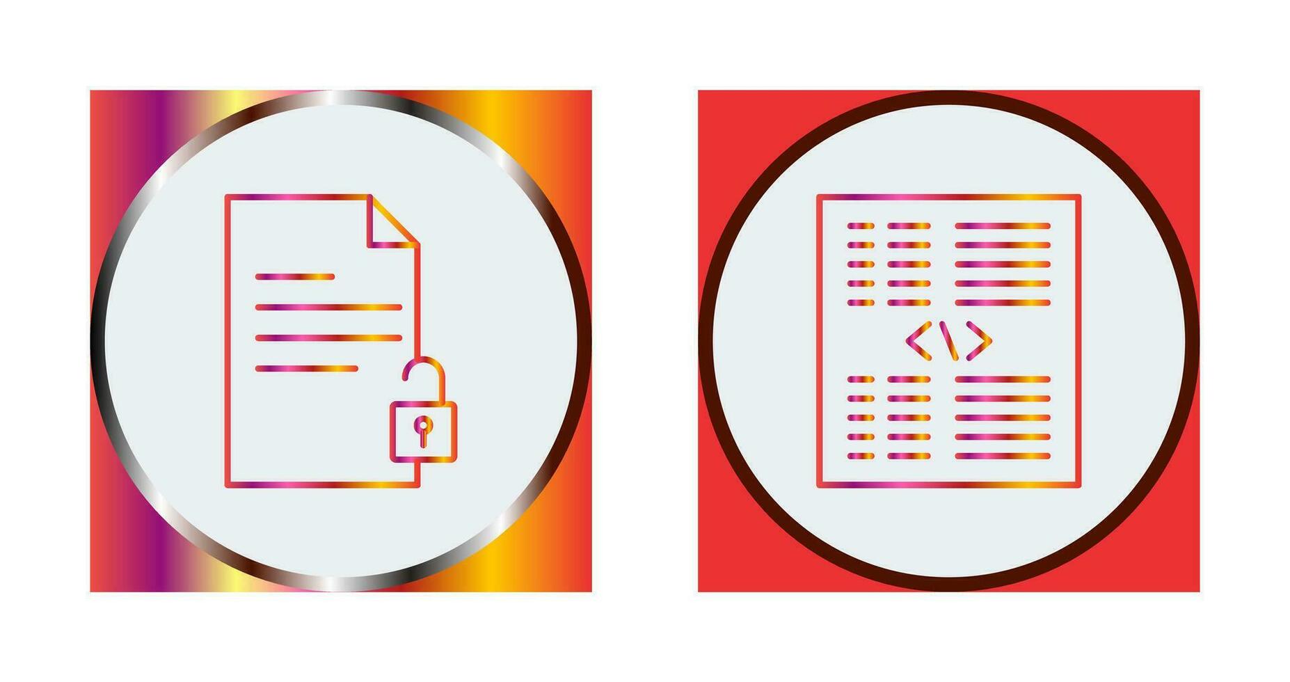 unlock document and piece of code Icon vector