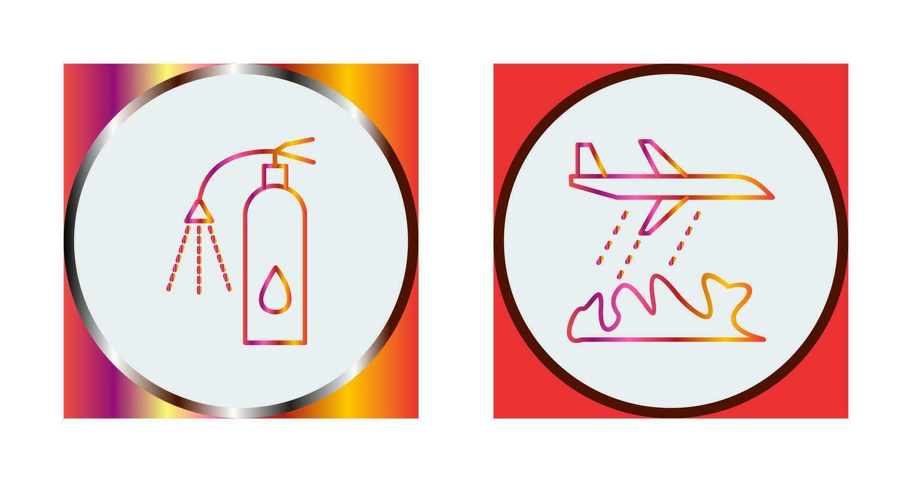 using extinguisher and firefighter plane  Icon vector