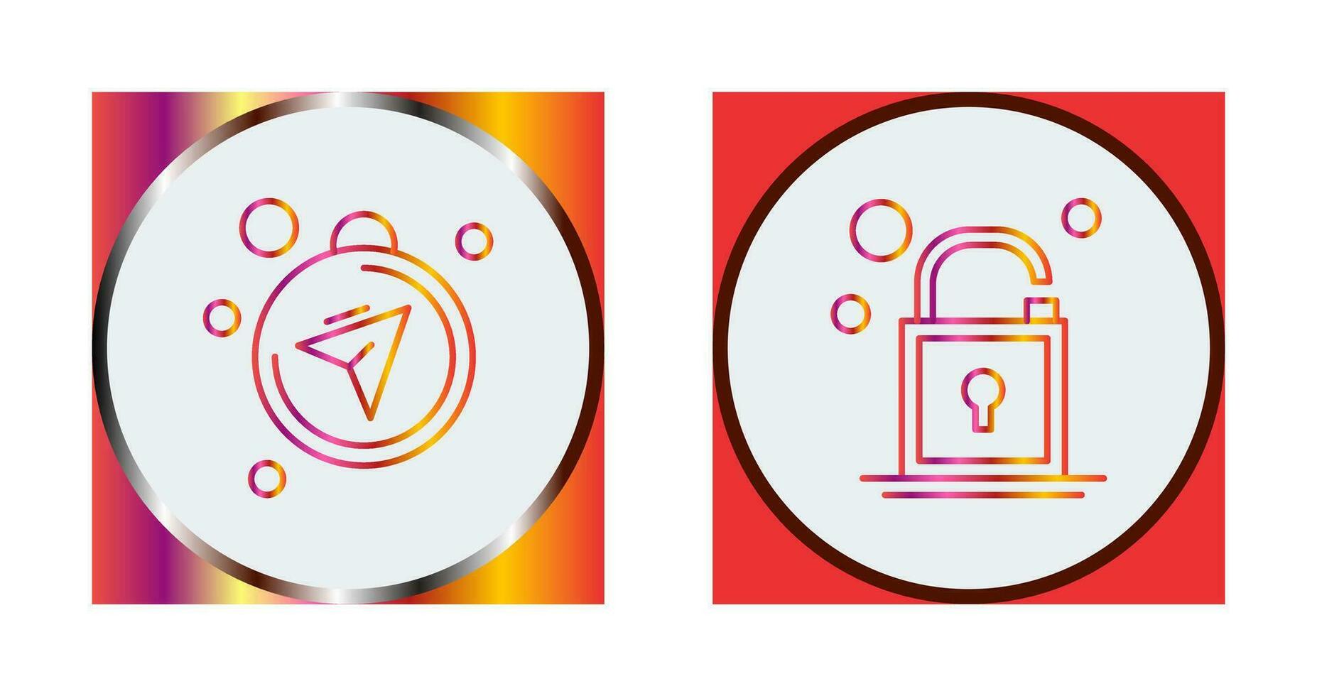Compass and Open Lock Icon vector
