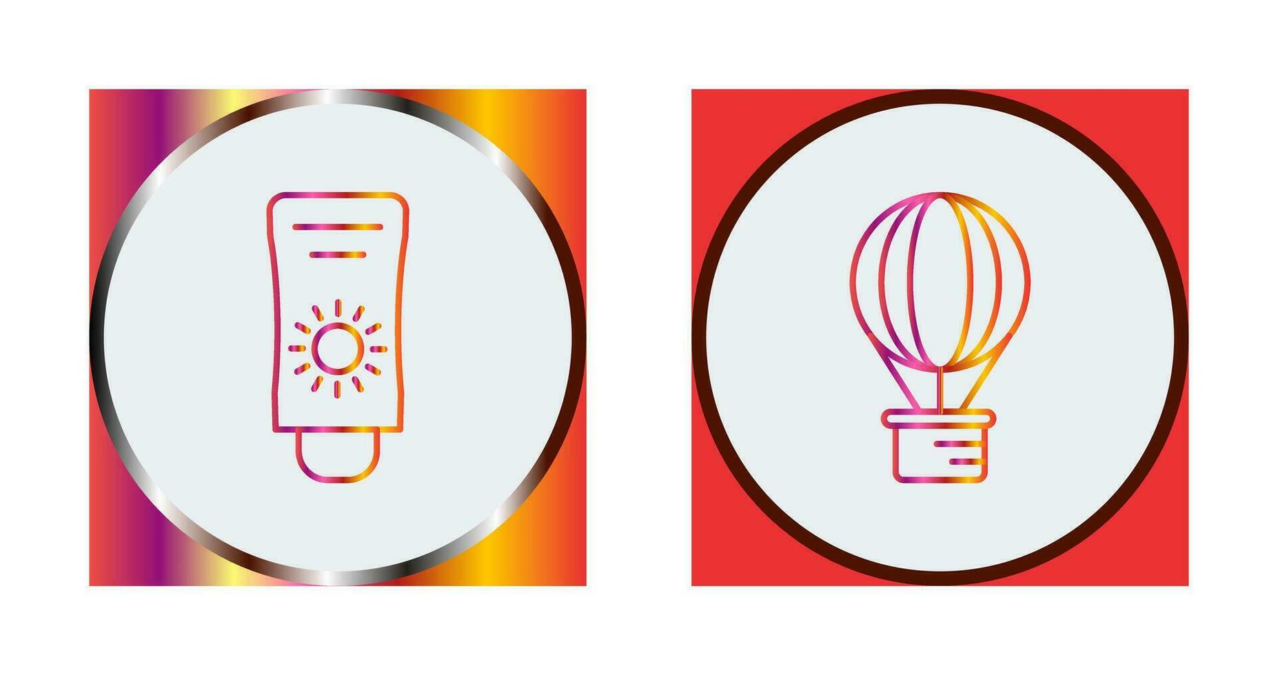 Sun Cream and Hot Air Balloon Icon vector