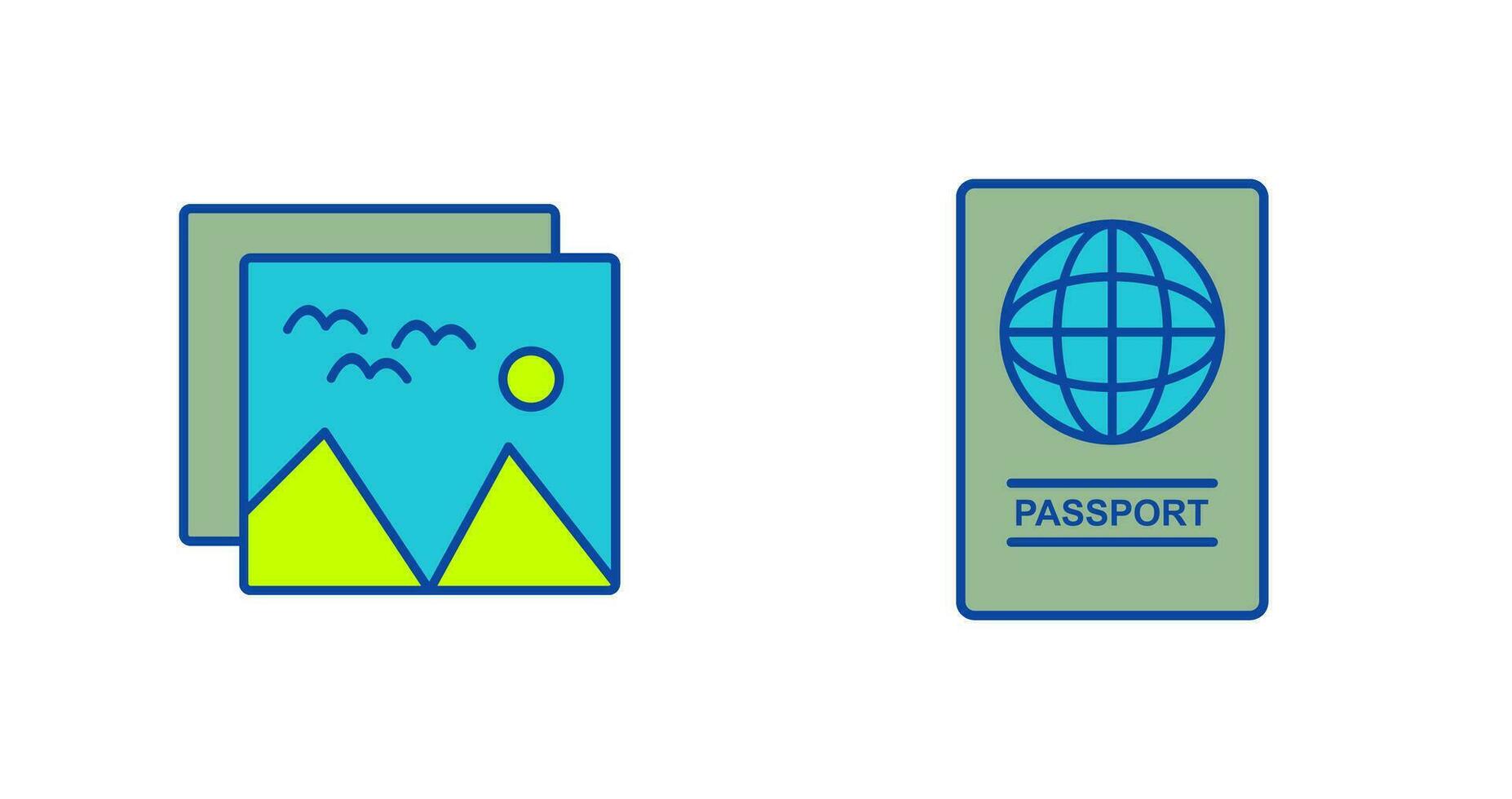 pictures and passport Icon vector