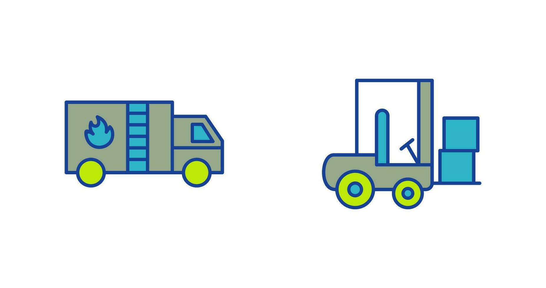 Fire Bridge and Forklifter Icon vector