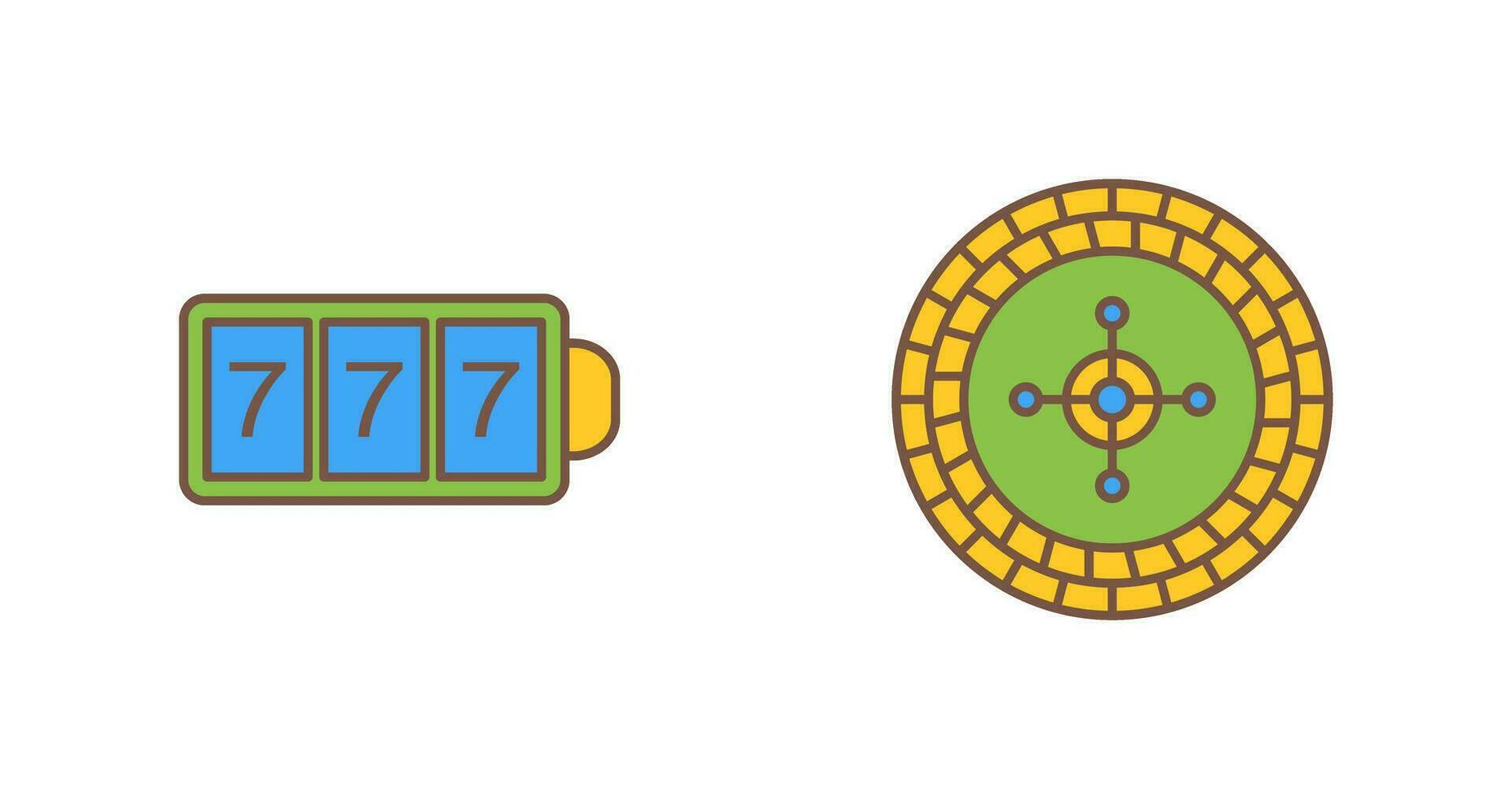 slot machine with sevens and roulette  Icon vector