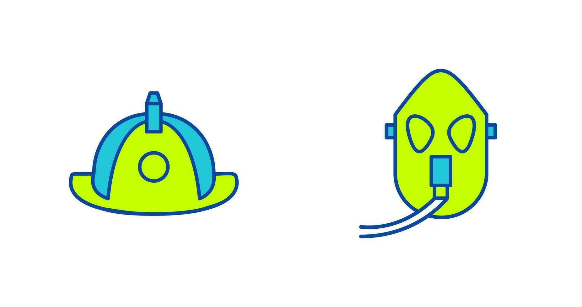 firefighter hat and Oxygen mask Icon vector