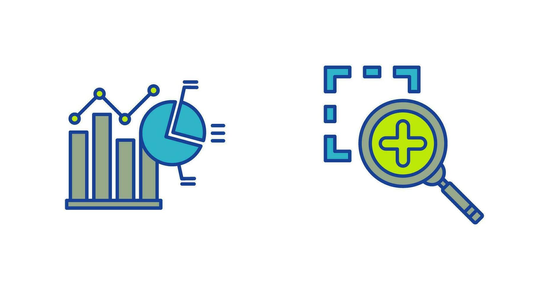 Bar Chat and Zoom In Icon vector