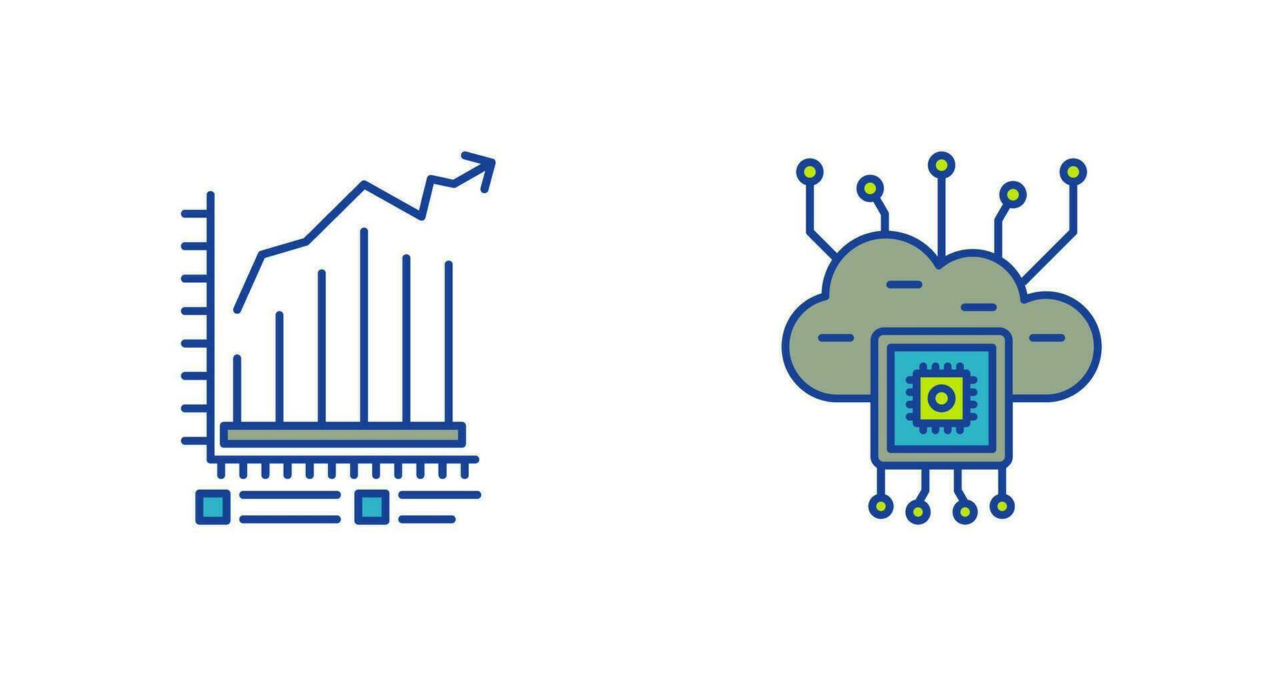 bar gráfico y nube informática icono vector