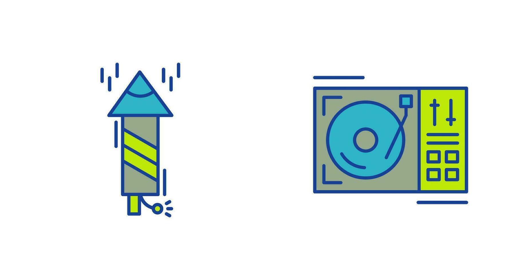 Firworks and Turntable Icon vector