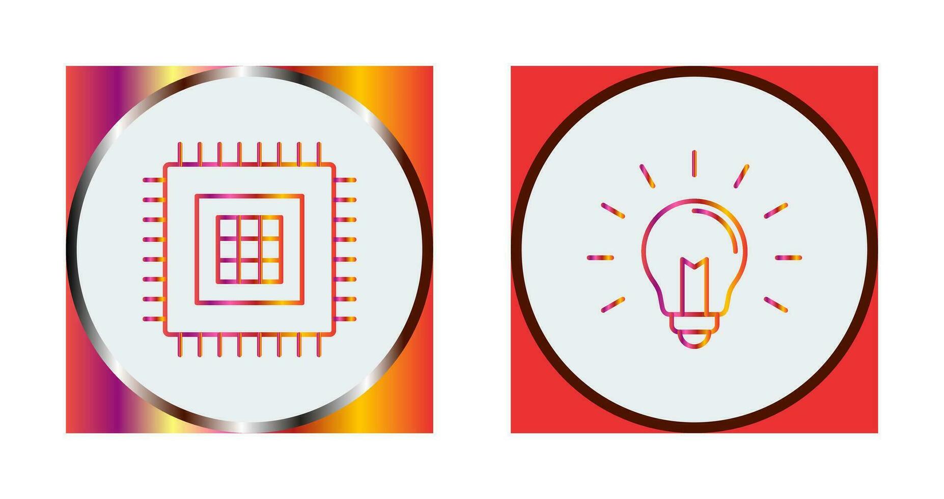 Processor and Light Bulb Icon vector