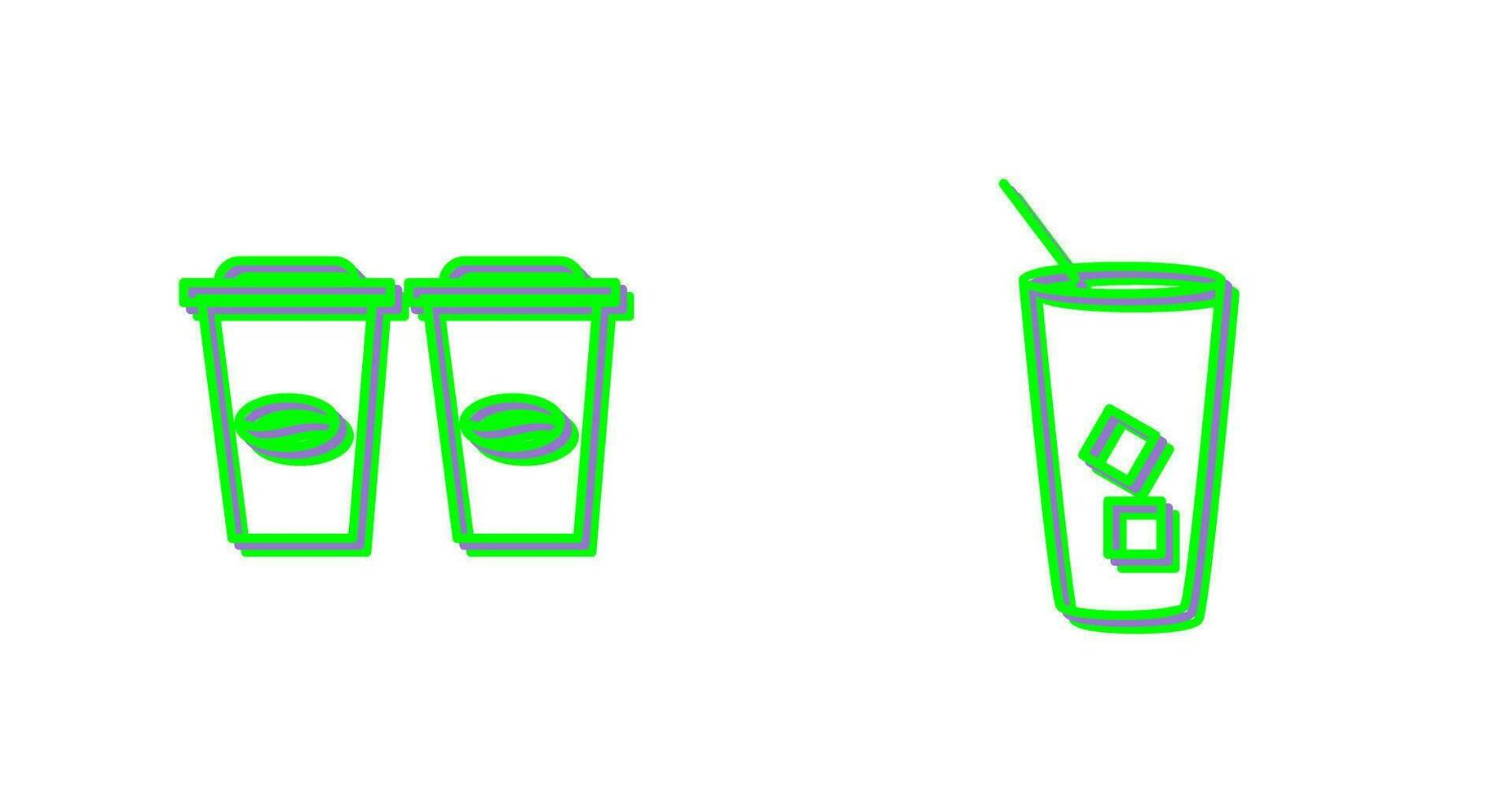 dos cafés y con hielo café icono vector