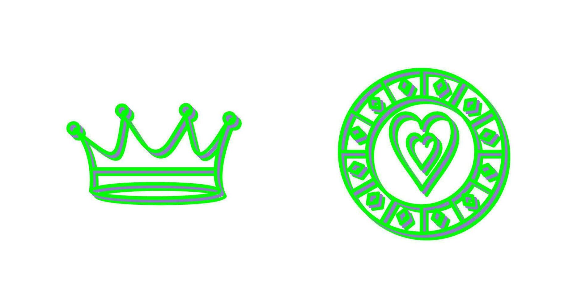 king crown and heart chip Icon vector