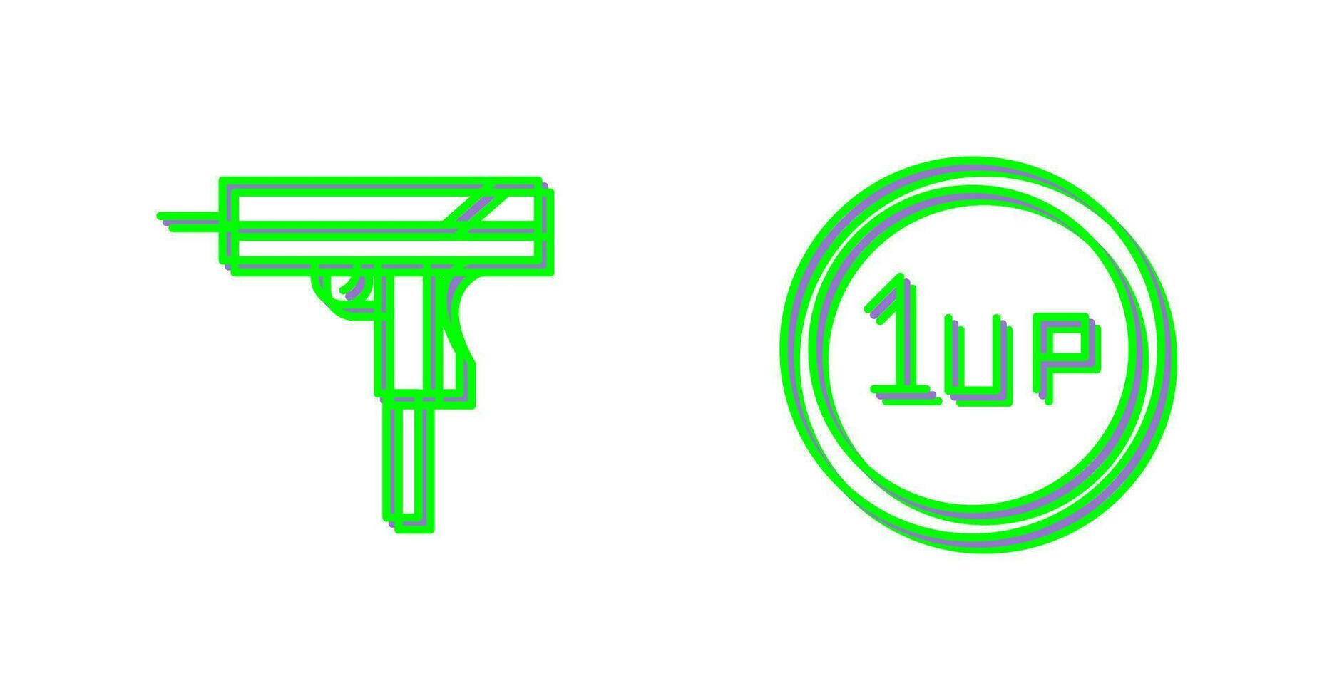 Gun and 1UP Icon vector