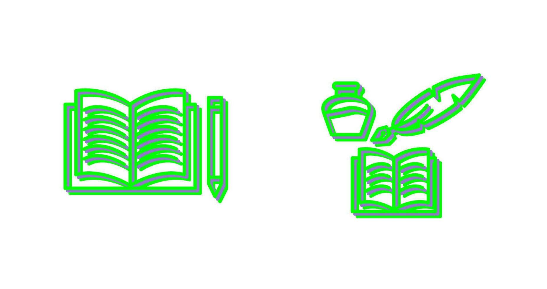 Pencil and Book and Quilland Book Icon vector