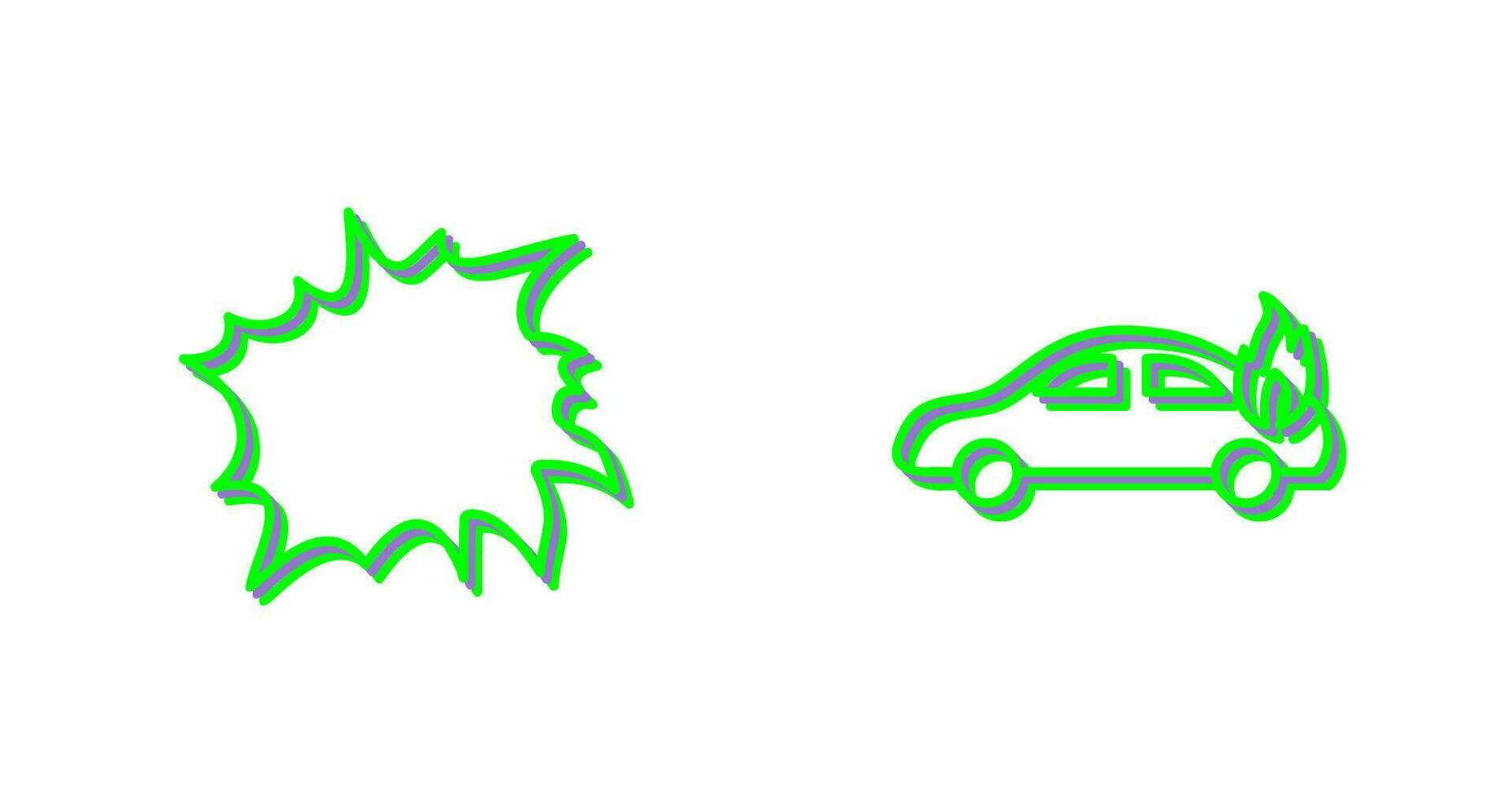 explosion and car on fire  Icon vector