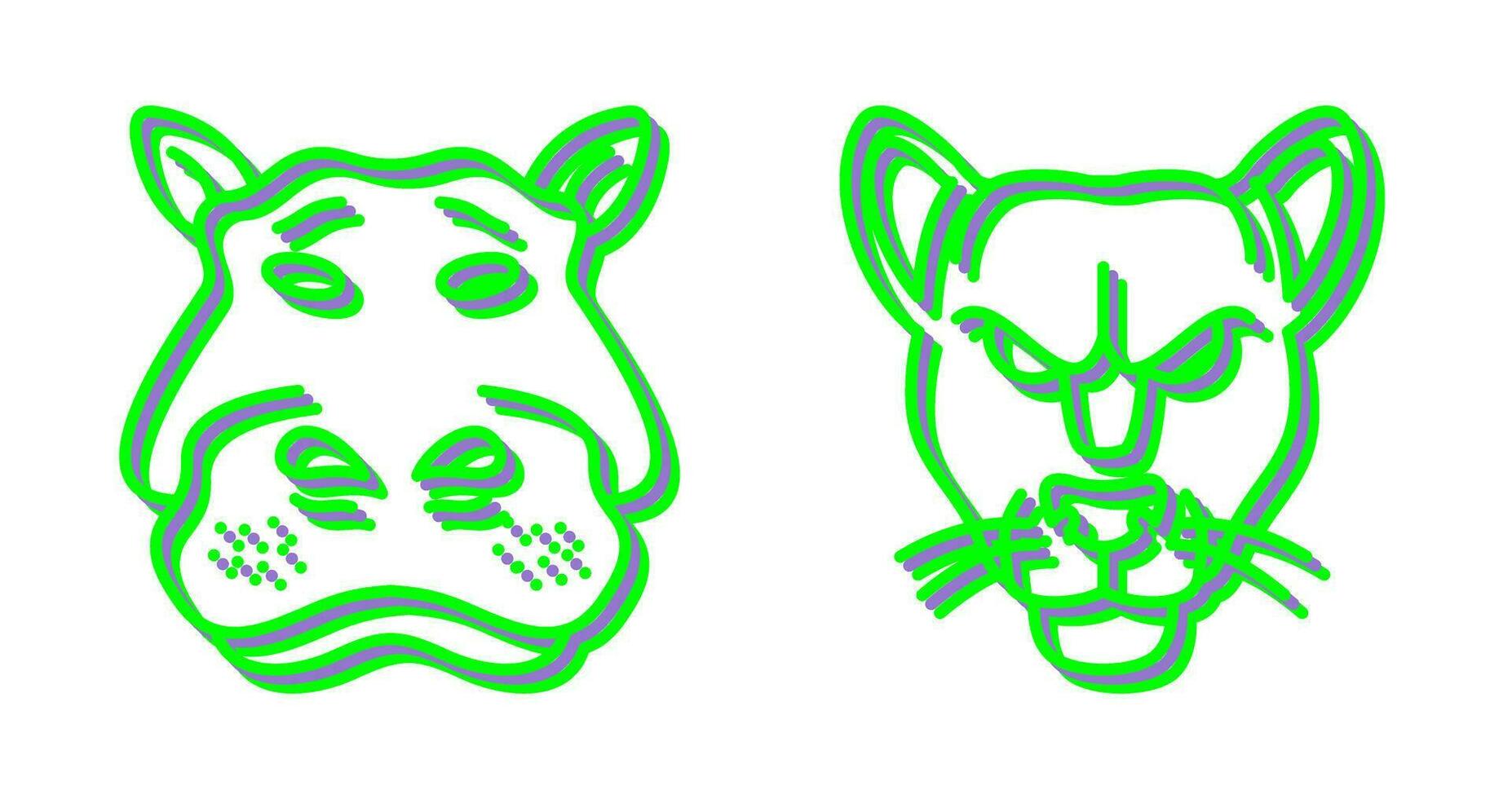 Panther an d Hippo Icon vector