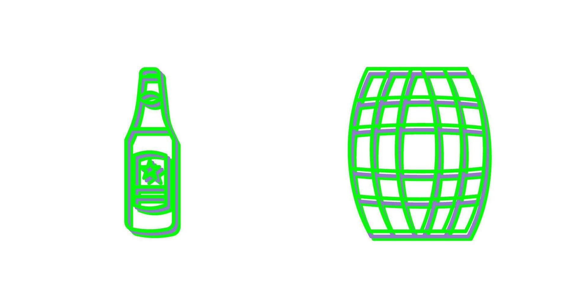 cerveza botella y barril icono vector