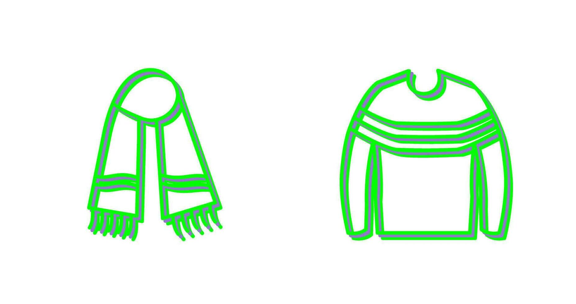 calentar bufanda y vestidos icono vector