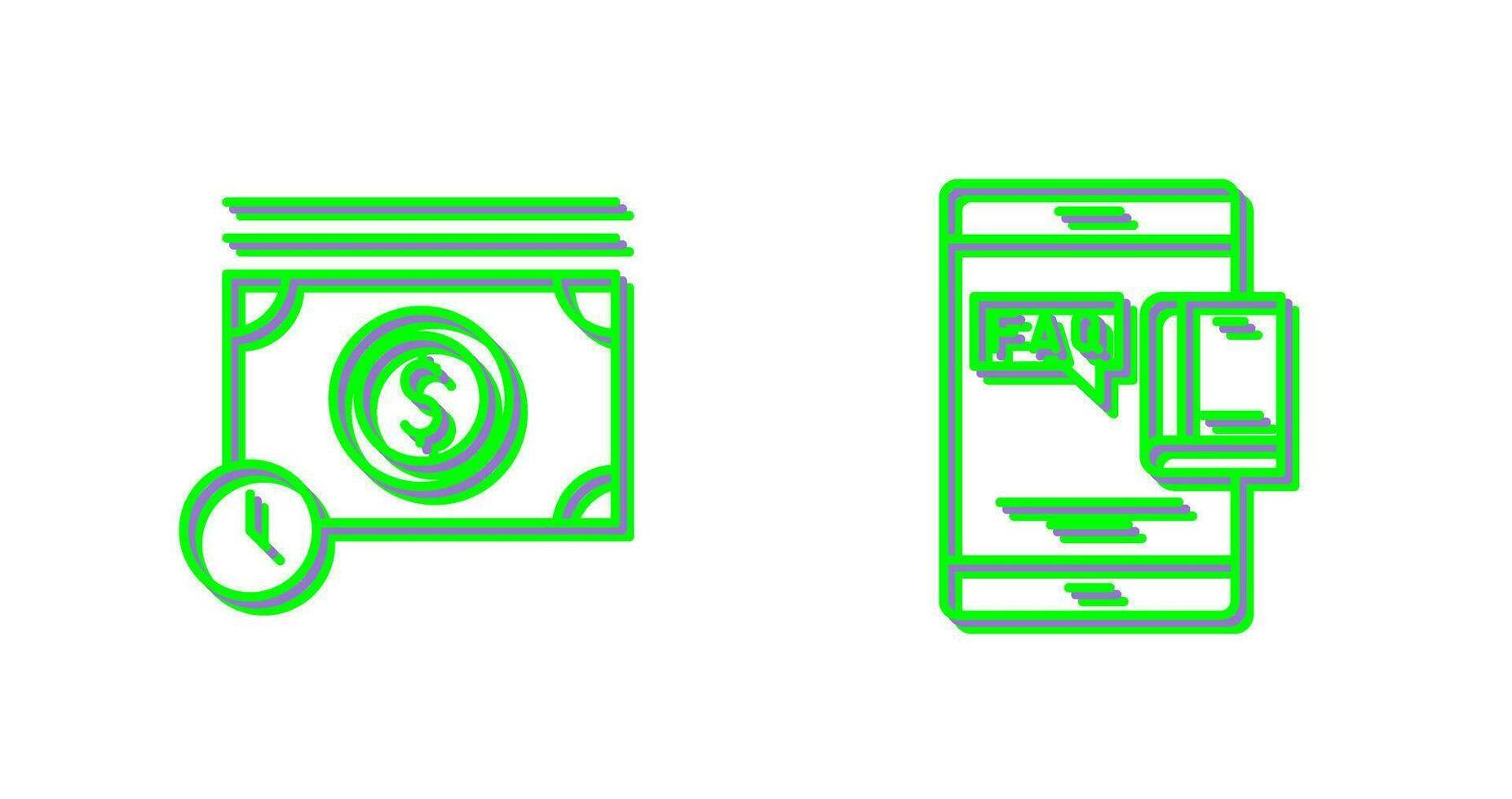 Time is Mony and Faq Icon vector