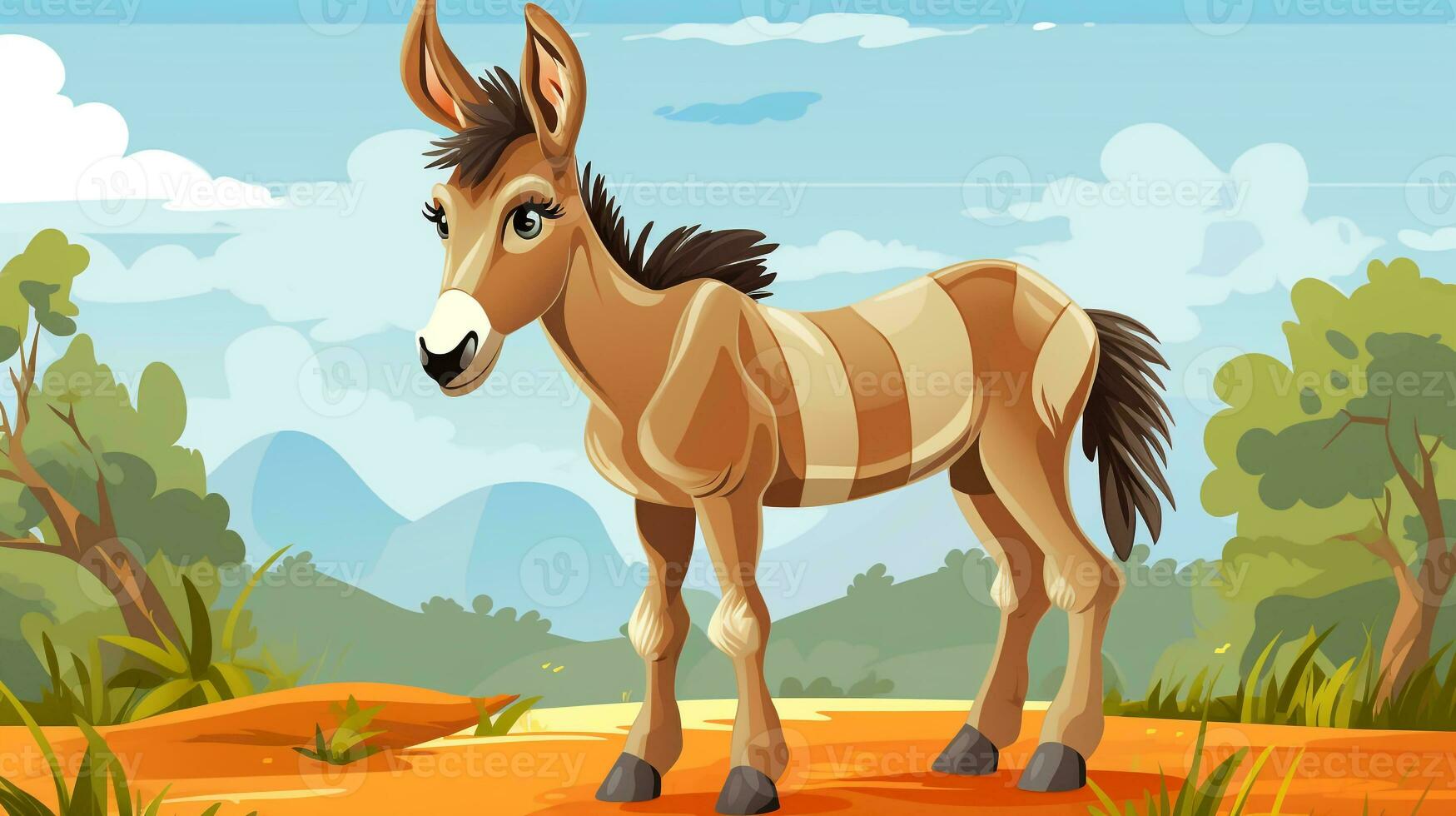 un linda pequeño zonkey en vector estilo. generativo ai foto