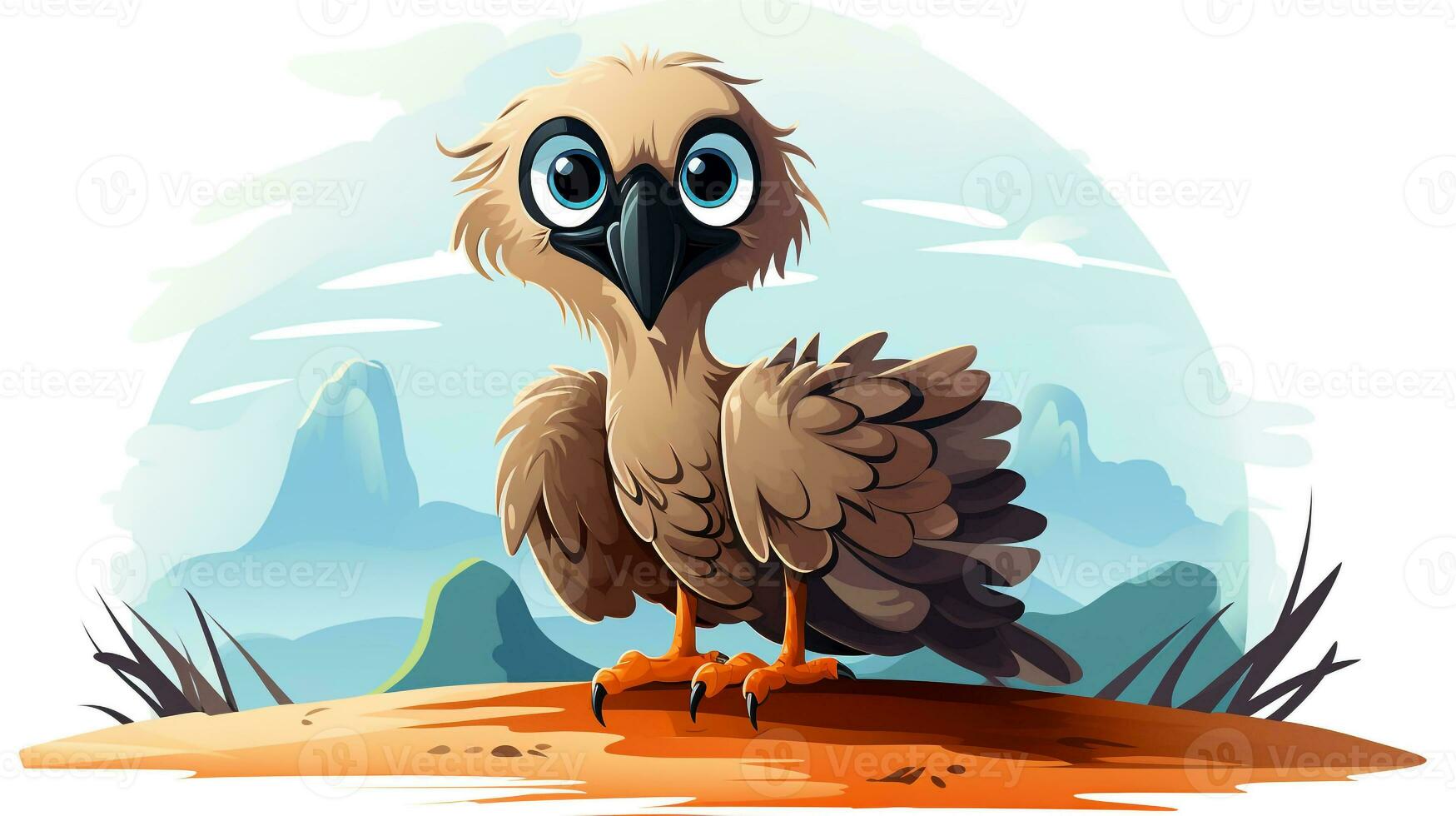 a cute little Vulture in vector style. Generative AI photo