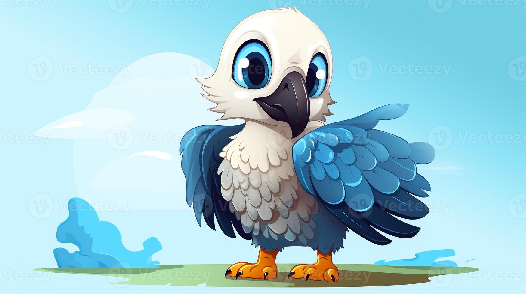 a cute little Vulture in vector style. Generative AI photo