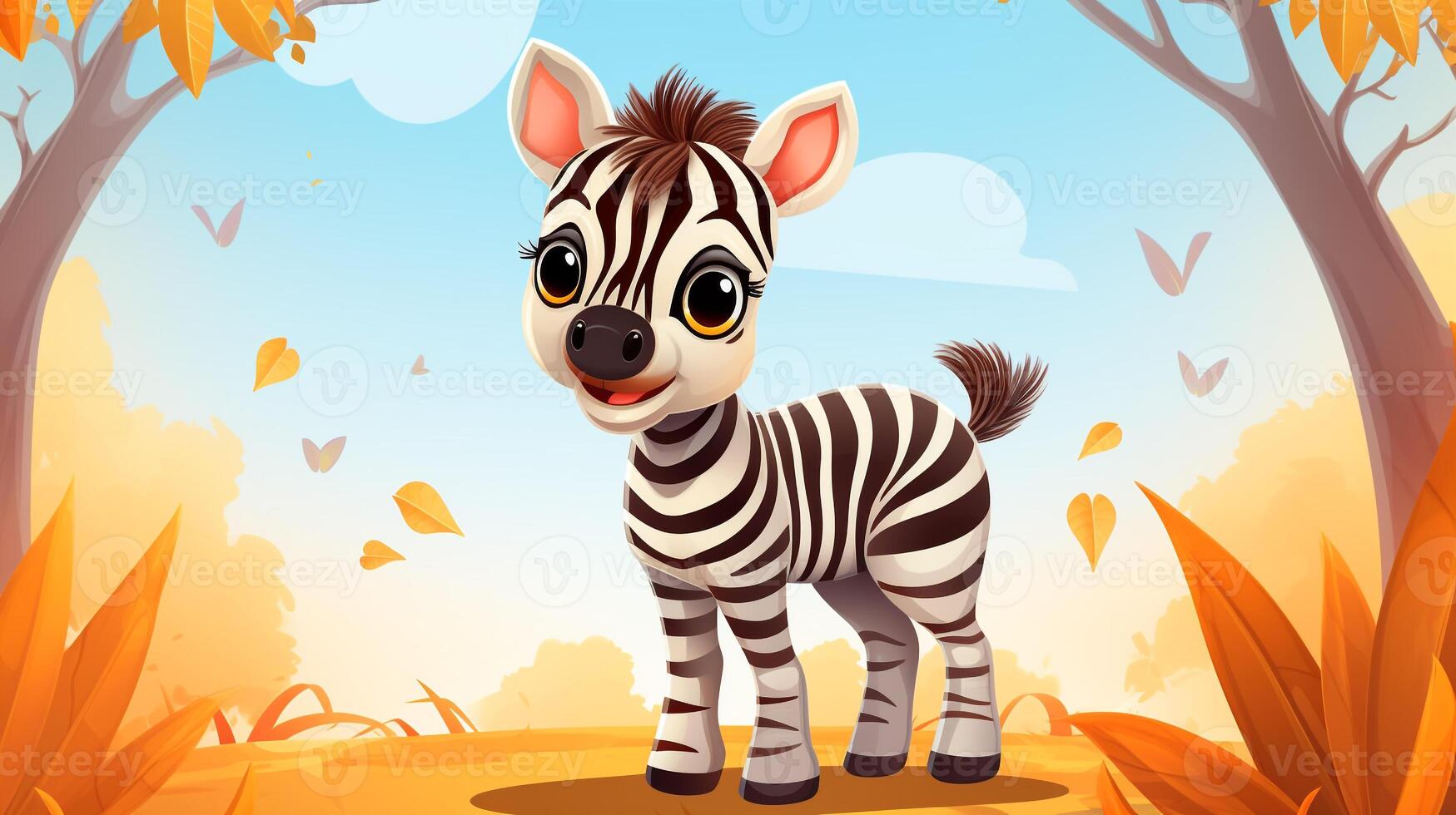 a cute little Zebra in vector style. Generative AI photo