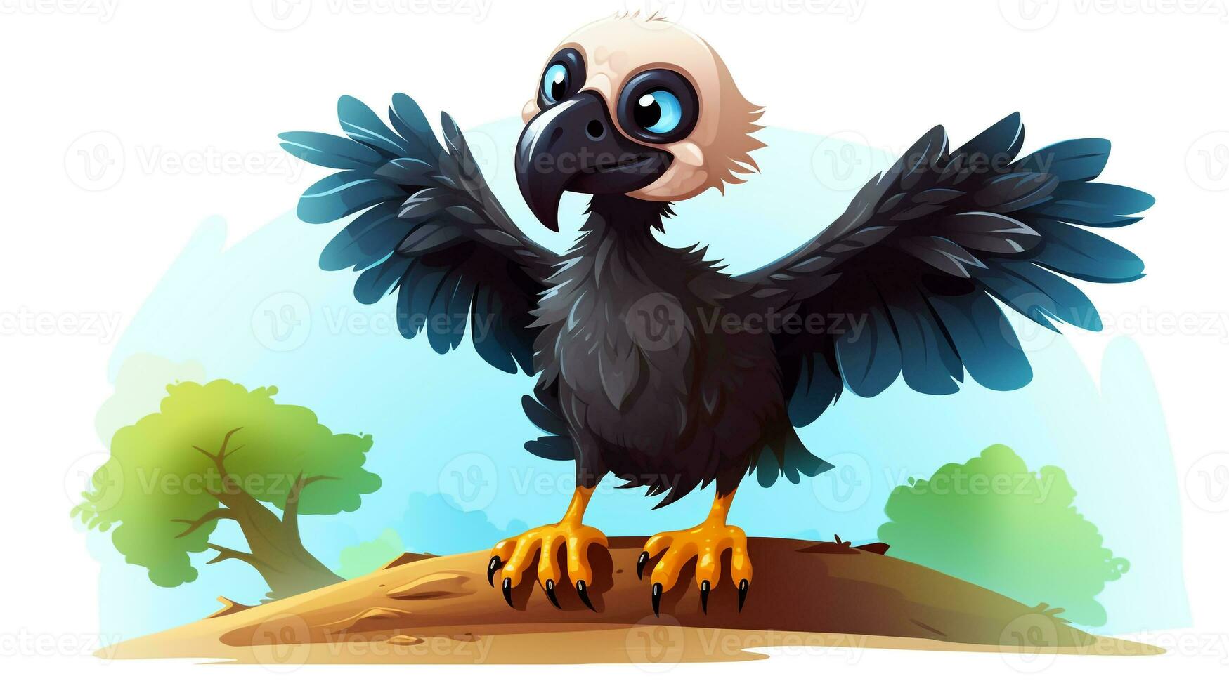 a cute little Vulture in vector style. Generative AI photo