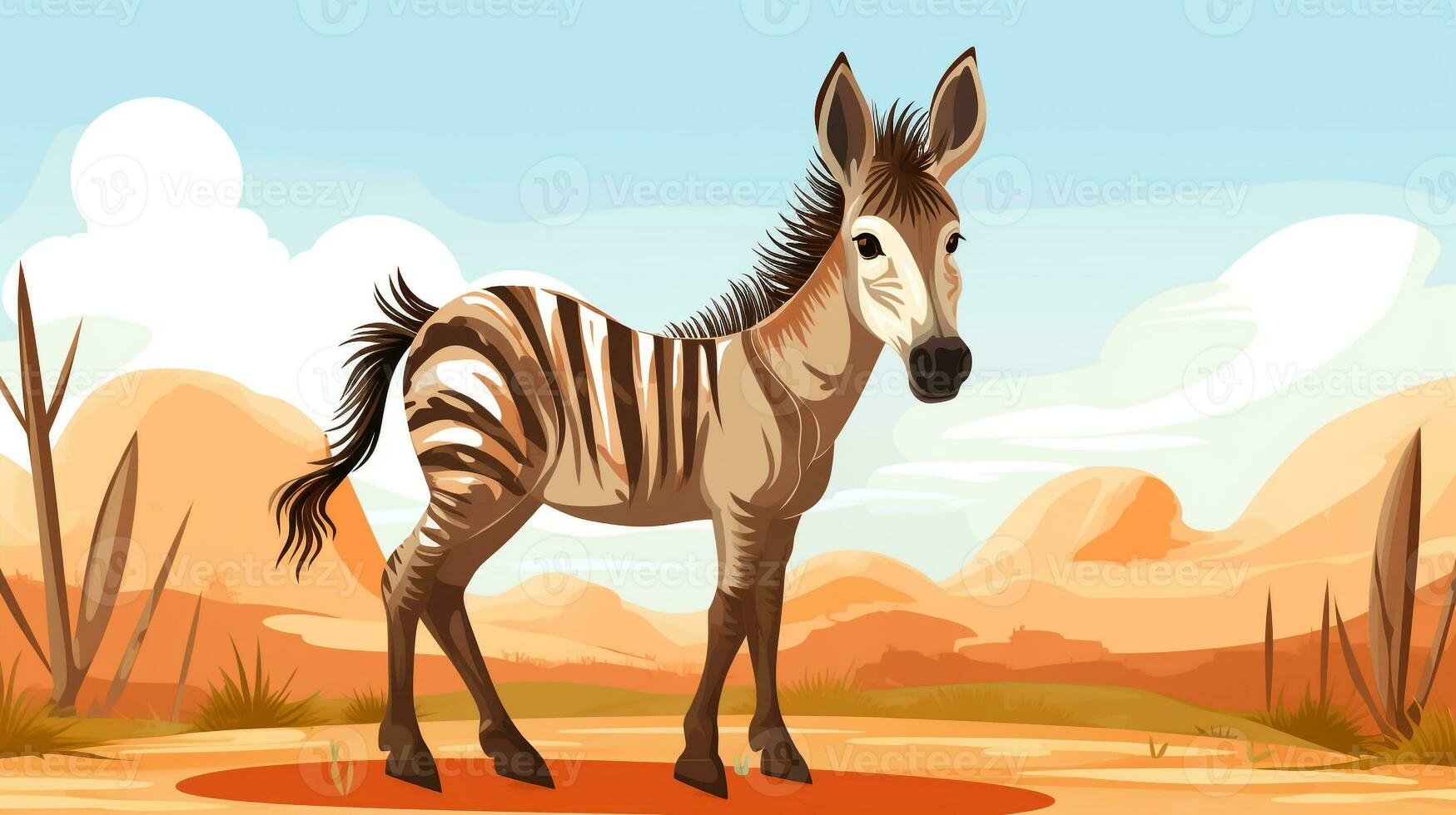 a cute little Zonkey in vector style. Generative AI photo
