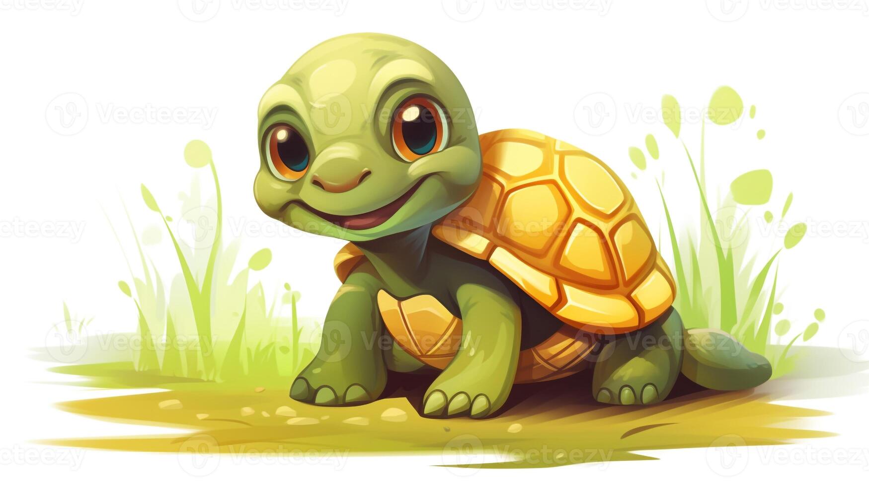 un linda pequeño Tortuga en vector estilo. generativo ai foto