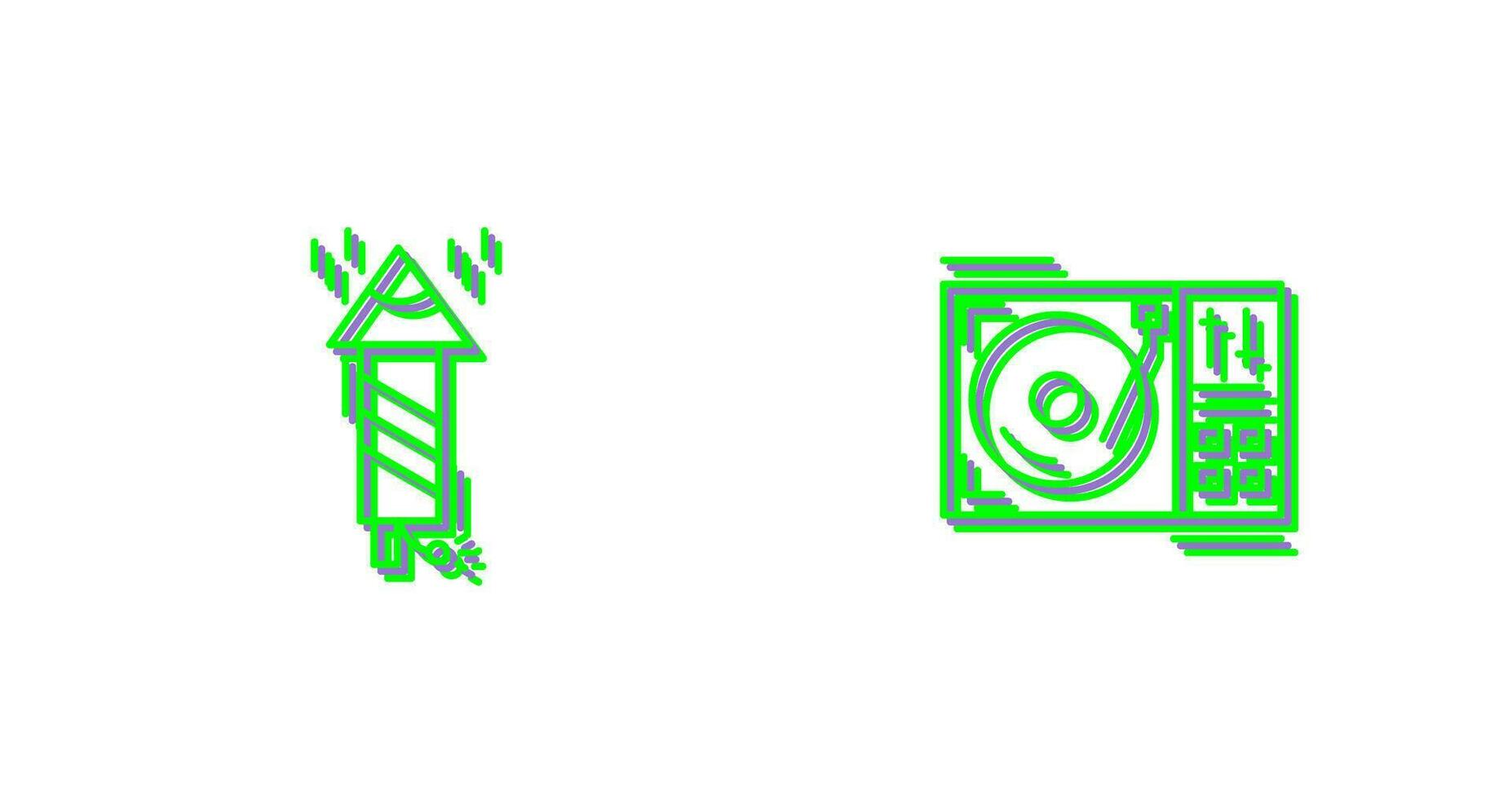 firworks y placa giratoria icono vector
