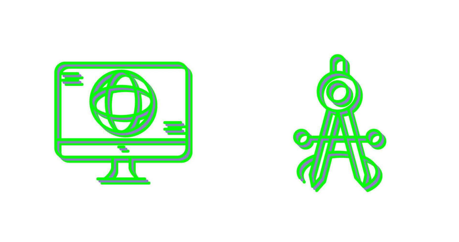 monitor and compass Icon vector