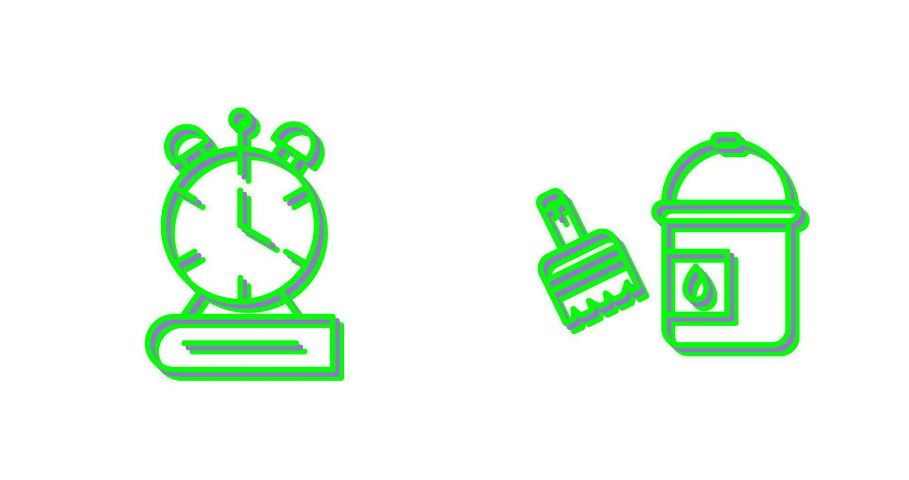 Paint Brush and Alarm Clock Icon vector